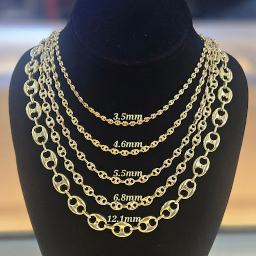 10K Solid Gold 8mm Thick Puff Mariner Chain Necklace - Size 22 Inches on sale