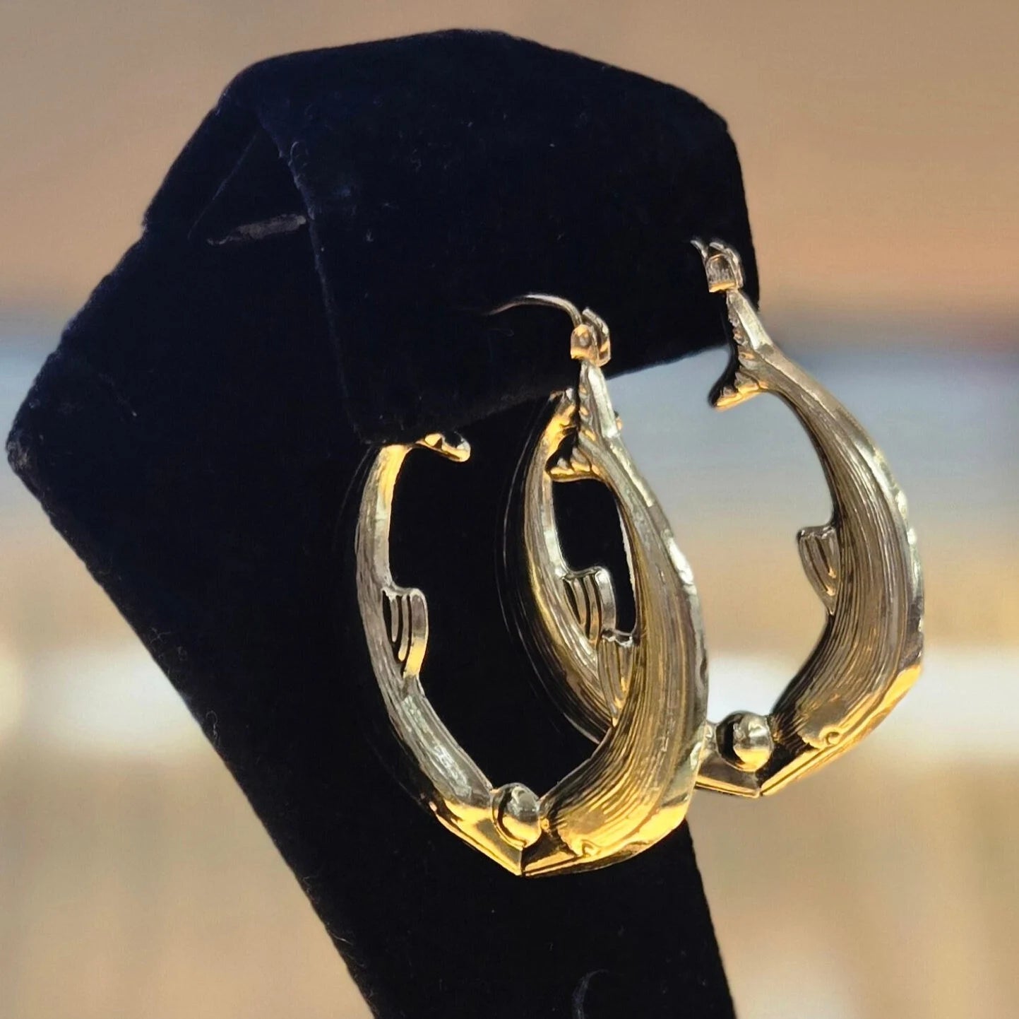 10K Two-tone Gold Dolphin Hoop Earring, Hinged Hoop Earrings for Women hotsell