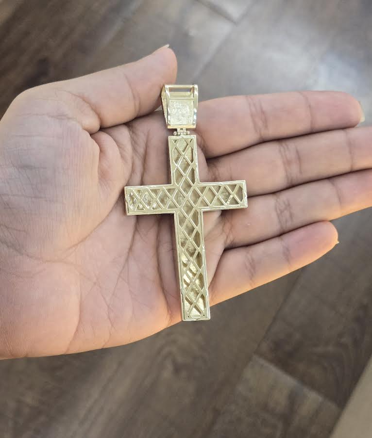 14k Gold Solid Cross Pendant, Big 14k Gold Cross Pendant, Solid Gold Elegant Cross, Gold Jewelry Gift, Father's Day / Fancy Cross Pendant Birthday Gift, Pendant, Religious Pendant