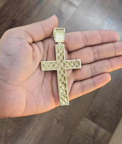 14k Gold Solid Cross Pendant, Big 14k Gold Cross Pendant, Solid Gold Elegant Cross, Gold Jewelry Gift, Father's Day / Fancy Cross Pendant Birthday Gift, Pendant, Religious Pendant