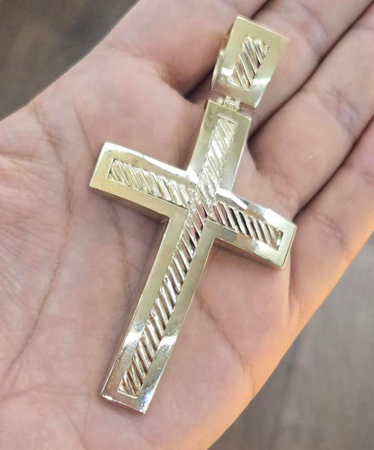 14k Gold Solid Cross Pendant, Big 14k Gold Cross Pendant, Solid Gold Elegant Cross, Gold Jewelry Gift, Father's Day / Fancy Cross Pendant Birthday Gift, Pendant, Religious Pendant