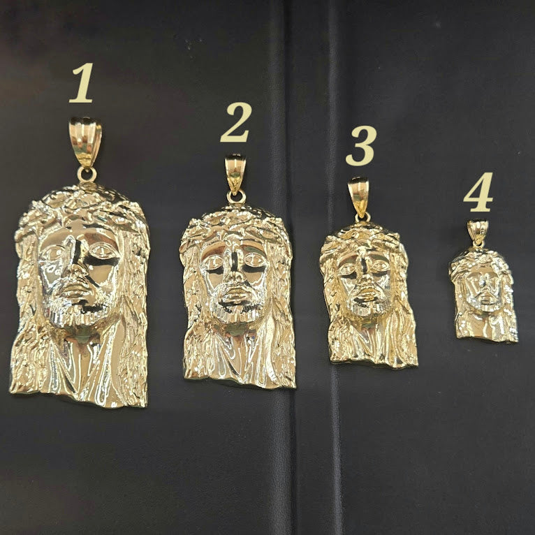 10k Gold Jesus Face Pendant, Big Gold Jesus Face Pendant, Religious Pendant