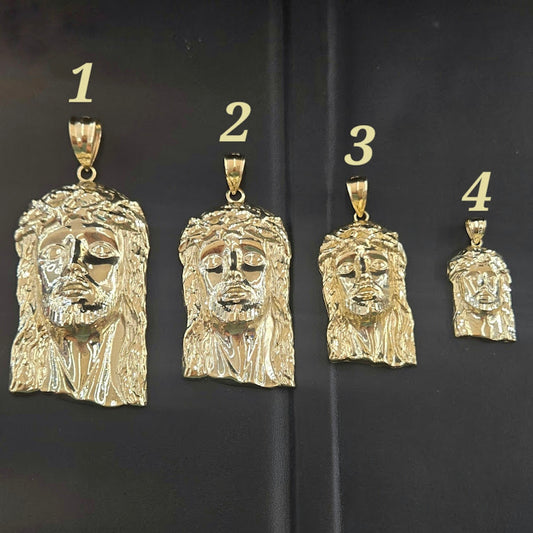 10k Gold Jesus Face Pendant, Big Gold Jesus Face Pendant, Religious Pendant