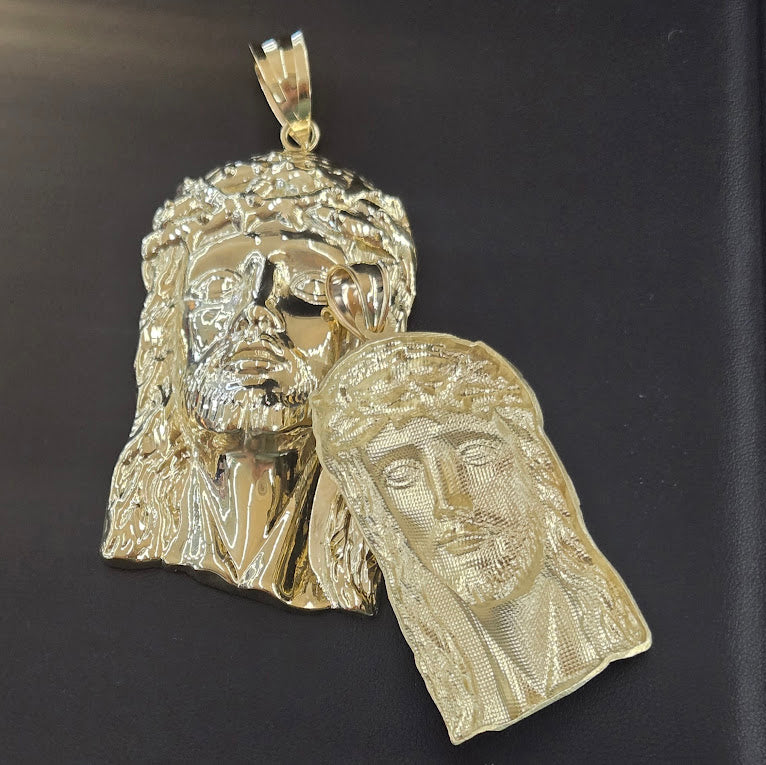 10k Gold Jesus Face Pendant, Big Gold Jesus Face Pendant, Religious Pendant