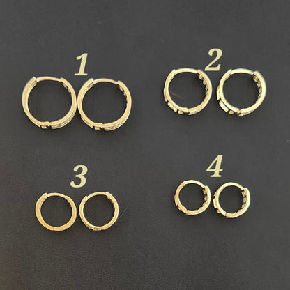 14k Gold Double CZ Stone Hoops, Gold Fancy Hoop Earrings, Small Gold Hoop Earrings, Women's Hoop Earring, Continuous Hoop Earring, Simple Cute Hoops for Kids and Teenagers