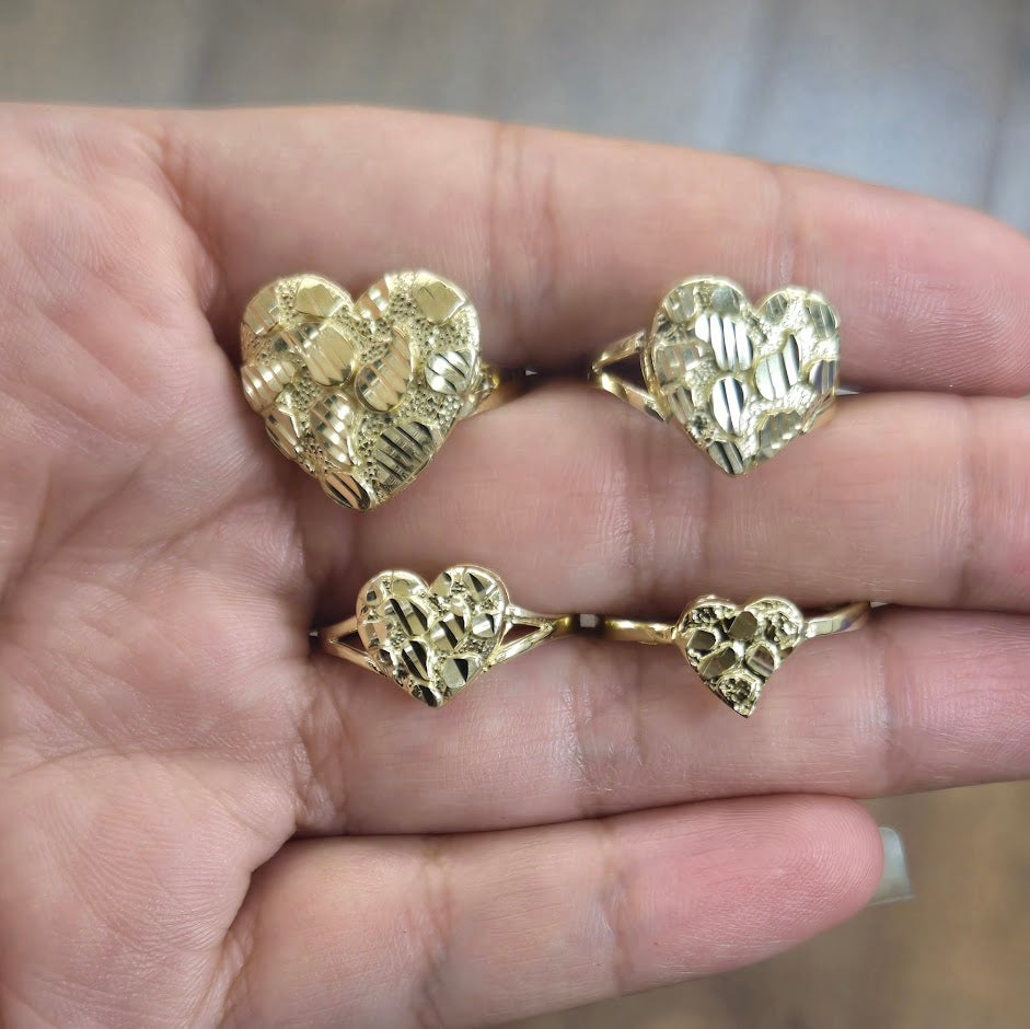 10k Gold Heart Nugget Ring, Small Nugget Love Heart Ring, Nugget Style Ring, Gold Heart Ring, Gift for her