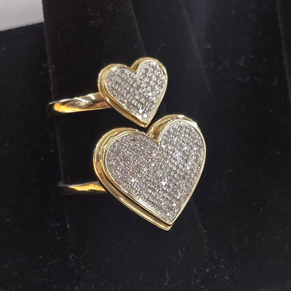 10k Gold Diamond Heart Ring, Diamond Ring, Women's Gold Ring, Promise Ring