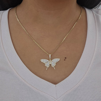 10k Gold Diamond Butterfly Pendant