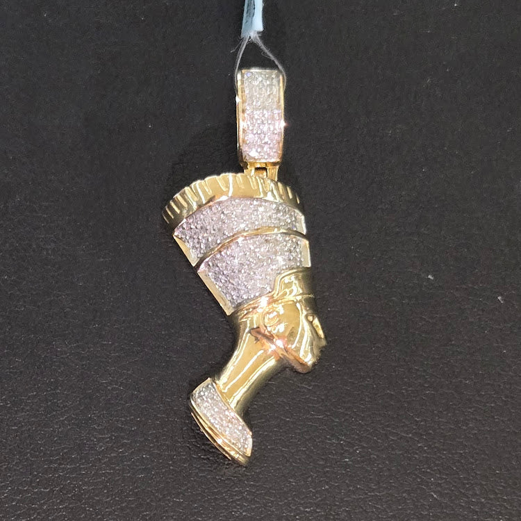 10k Gold Diamond Nefertiti Pendant