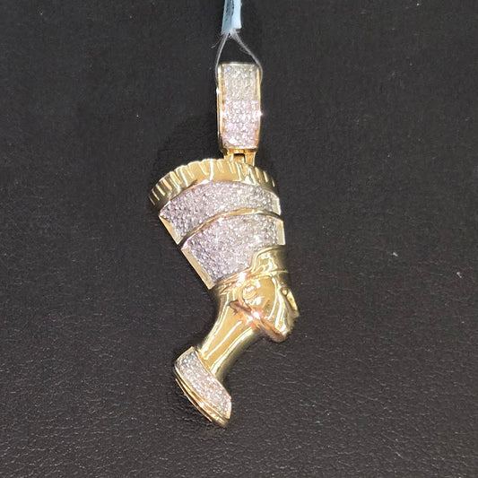 10k Gold Diamond Nefertiti Pendant