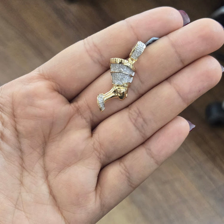 10k Gold Diamond Nefertiti Pendant