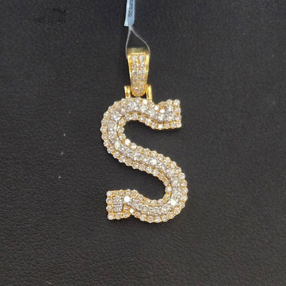 10k Gold Diamond "S" Initial Pendant