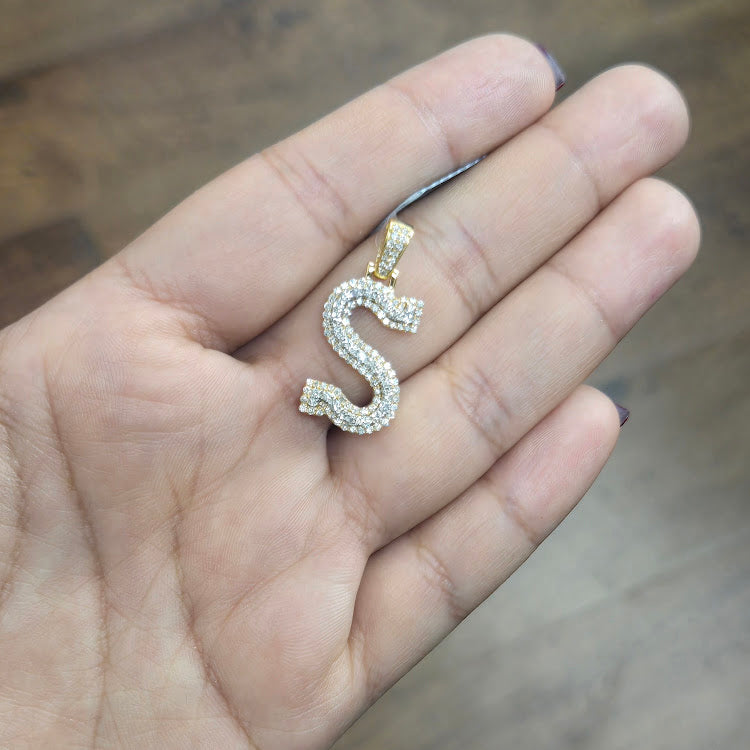 10k Gold Diamond "S" Initial Pendant