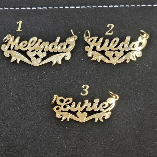 10K Gold Heart Name Plate, 14k Gold Custom Name