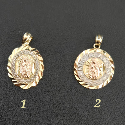 14k Gold Virgin Mary Pendant, Quince Virgen Charm, Mis Quince Años