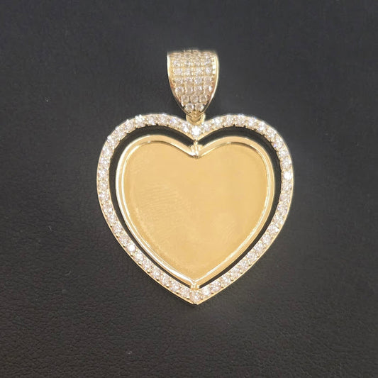 14k Gold Heart Picture Pendant Double Sided, Love Heart Picture Charm, Double Face Charm, Memorial Picture Pendant (Picture Included) (Copy)