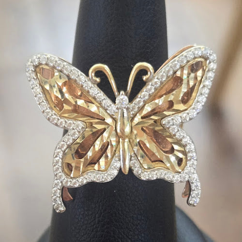 14k Gold Big Butterfly Ring Rose Gold