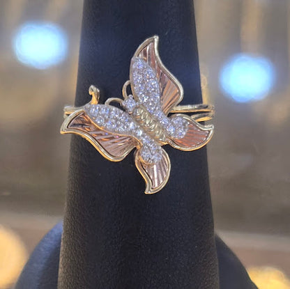 14k Gold Small Butterfly Ring Rose Gold