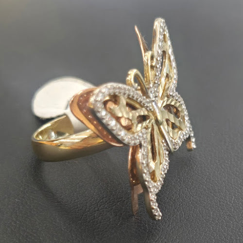 14k Gold Big Butterfly Ring Rose Gold