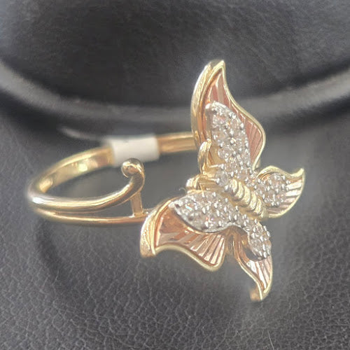 14k Gold Small Butterfly Ring Rose Gold