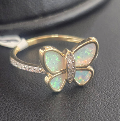 14k Gold Butterfly Opal Ring