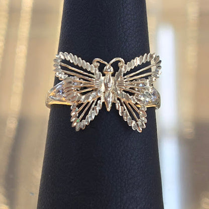 10k Gold Butterfly with CZ Ring, Butterfly Ring, Gold Ring, Women's Gold Ring, Gifts for Her