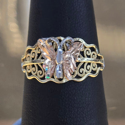 14k Rose Gold Butterfly Yellow Gold Ring