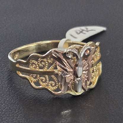 14k Rose Gold Butterfly Yellow Gold Ring