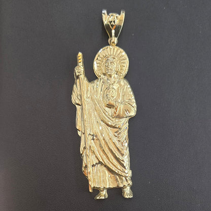 10k Gold Saint Jude Pendant, San Judas Pendant, Gold San Judas Charm,  Gold Saint Jude DIamond Cut Pendant, Religious Gold Pendants