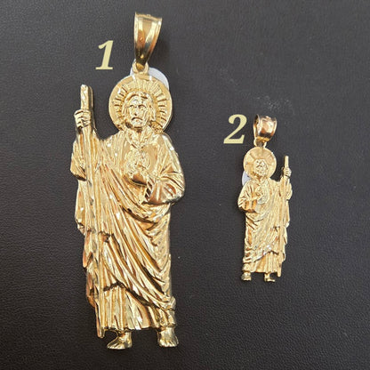 14k Gold Saint Jude Pendant, San Judas Pendant, Gold San Judas Charm,  Gold Saint Jude DIamond Cut Pendant, Religious Gold Pendants