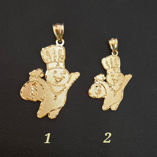 10k Gold Doughman Pendant, Gold Bread Pendant, Gold Money Charm, Baking Gold Charm