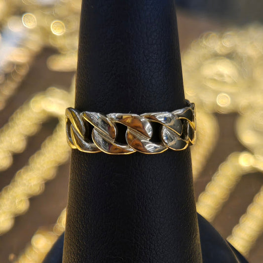 10k Gold Cuban Link Ring, Link Style Ring, Gold Curb Ring, Unisex Ring, Gold Chain Ring, Band Ring