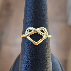 10k Gold Heart Infinity Ring, Small Love Heart Ring, Gold Heart Ring, Gift for Her, Infinity Love Ring