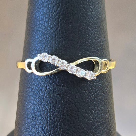 14k Gold Infinity Ring, Eternal Infinite  Ring, Gift for Her, Yellow Gold CZ Stone