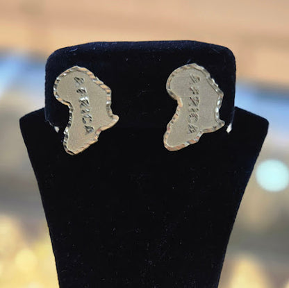 10k Gold Africa Earrings, Africa Map Earrings, Gold Pushback Earrings, Gold Jewelry Gifts