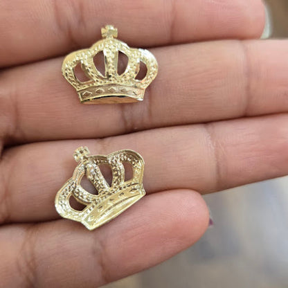 10k Gold Crown Earrings, Crown Cross Earrings, Gold Pushback Earrings, Gold Jewelry Gifts