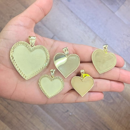 10k Gold Heart Picture Pendant, Heart Picture Charm, Custom Charm Memorial Picture Pendant (Picture Included)