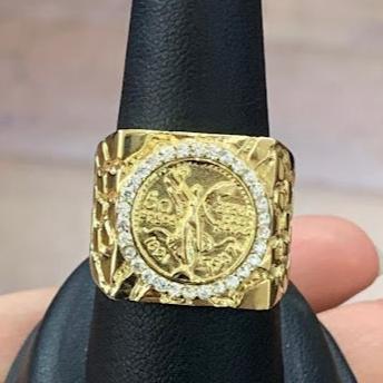 10k Gold Centenario Ring, NUgget Style Ring, Gold Mexican Coin Ring, 50 Pesos de Oro, Gold Ring fro Men