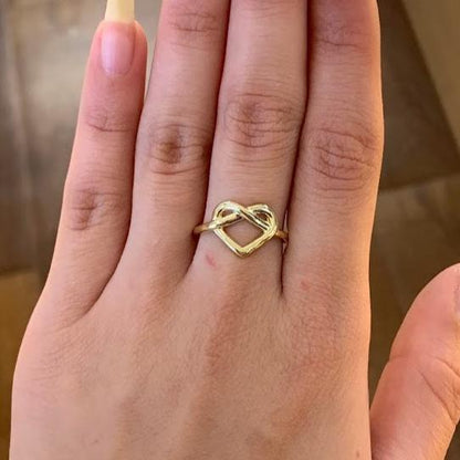 10k Gold Heart Infinity Ring, Small Love Heart Ring, Gold Heart Ring, Gift for Her, Infinity Love Ring