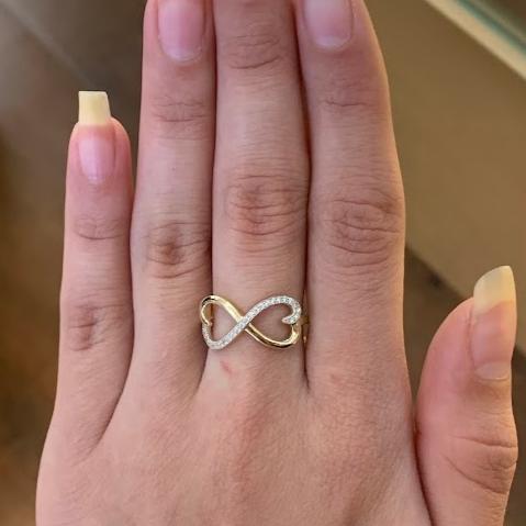 14k Gold Heart Infinity Ring, Love Heart Ring, Gold Heart Ring, Gift for Her, Infinity Love Ring , Yellow Gold CZ Stone