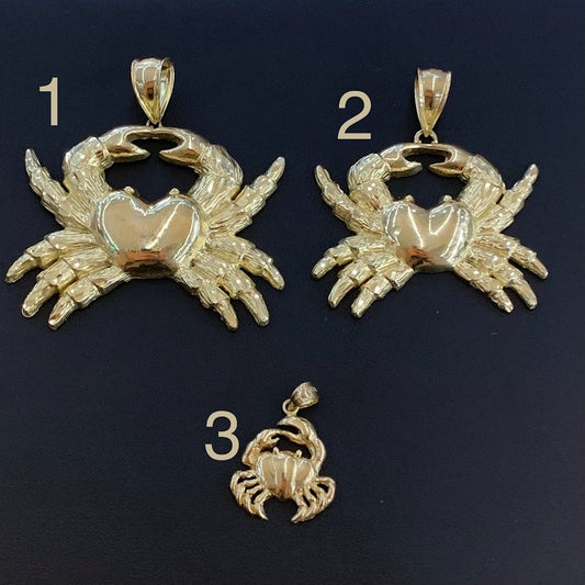 10k Gold Crab Pendant, BIg Crab Pendant for Chain, Small Gold Crab Charm, Zodiac Sign Cancer Pendant, Birthdate Sign