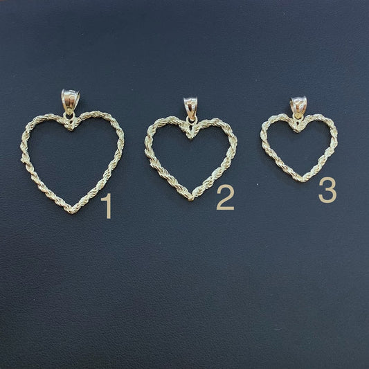 10k Gold Rope Heart Pendant, Rope Heart Charm, Gold Heart Charm, Valentine's Gift, Anniversary Gift