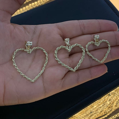 10k Gold Rope Heart Pendant, Rope Heart Charm, Gold Heart Charm, Valentine's Gift, Anniversary Gift