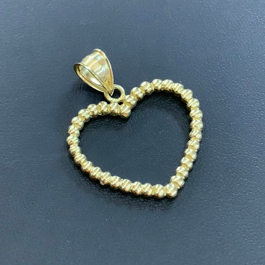 10k Gold Bead Heart Pendant, Ball Heart Charm, Gold Heart Charm, Valentine's Gift, Anniversary Gift