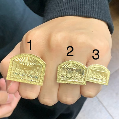 10k Gold Last Supper Ring, Religious Gold Ring, Men's Gold Ring, Anillo de Oro Ultima Cena, Big Gold Ring