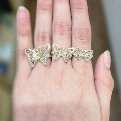 10k Gold Butterfly with CZ Ring, Butterfly Ring, Gold Ring, Women's Gold Ring, Gifts for Her