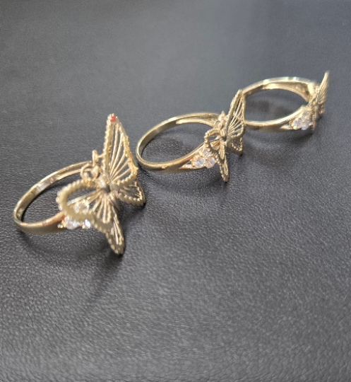 10k Gold Butterfly with CZ Ring, Butterfly Ring, Gold Ring, Women's Gold Ring, Gifts for Her