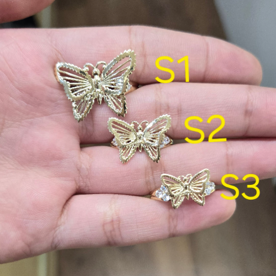 10k Gold Butterfly with CZ Ring, Butterfly Ring, Gold Ring, Women's Gold Ring, Gifts for Her