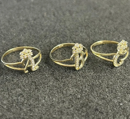 10k Gold Initial Crown Ring, 10k Gold Initial Alphabet Ring, Name Initial Ring, Letter Ring, Crown Initial Ring, CZ 10k, Promise Ring