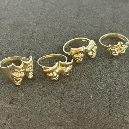 10k Gold Comedy Tragedy Ring, Laugh Now Cry Later, Drama Mask Ring, Theater Masks Ring, Two Face Mask Ring, Gold Ring for him, Gold Ring for her (Style 3 & 4)